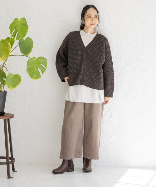 studio CLIP（スタディオクリップ）の「【マシンウォッシャブル】7ゲージ お手入れらくらく２WAYハニカムカーディガン（カーディガン/ボレロ・レディース・オレンジ/チャコール/ホワイト/ブルー・FREE）」の20枚目の写真