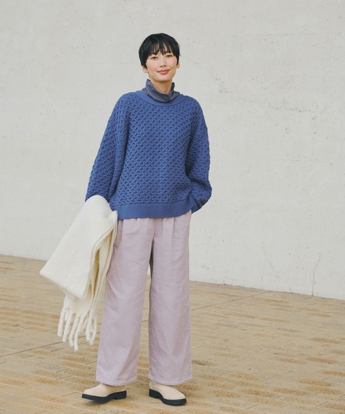 studio CLIP（スタディオクリップ）の「【マシンウォッシャブル】7ゲージ お手入れらくらく２WAYハニカムカーディガン（カーディガン/ボレロ・レディース・オレンジ/チャコール/ホワイト/ブルー・FREE）」の9枚目の写真