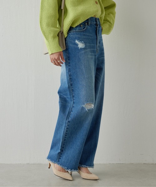 GALLARDAGALANTE（ガリャルダガランテ）の「カットオフダメージデニム（デニムパンツ・レディース・ブルー・1/0）」の3枚目の写真