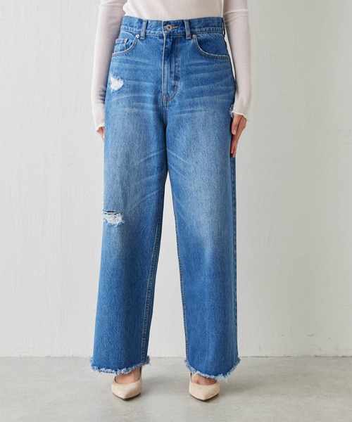 GALLARDAGALANTE（ガリャルダガランテ）の「カットオフダメージデニム（デニムパンツ・レディース・ブルー・1/0）」の8枚目の写真