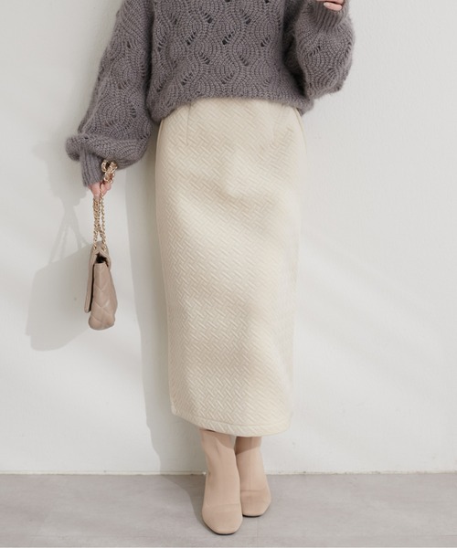 natural couture(ナチュラルクチュール)の「ベロアキルティングナロースカート(スカート・レディース・アイボリー/オレンジ/ブラック・FREE)」の10枚目の写真