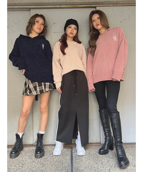 EGOIST(エゴイスト)の「EG刺繍モールフーディー(ニット/セーター・レディース・アイボリー/ネイビー/ピンク・FREE)」の5枚目の写真