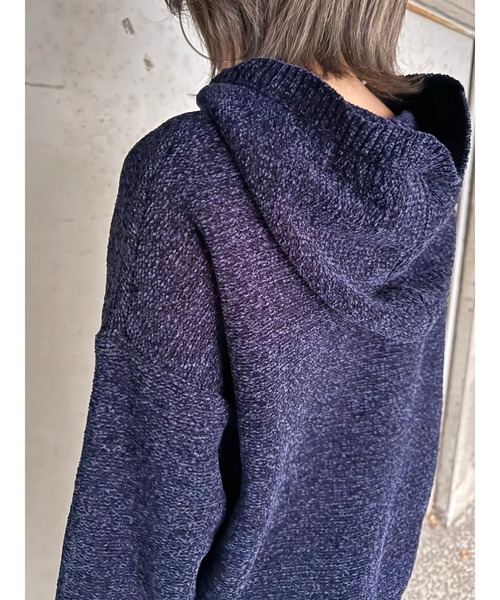 EGOIST(エゴイスト)の「EG刺繍モールフーディー(ニット/セーター・レディース・アイボリー/ネイビー/ピンク・FREE)」の10枚目の写真