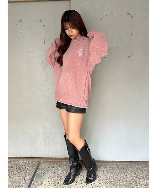 EGOIST(エゴイスト)の「EG刺繍モールフーディー(ニット/セーター・レディース・アイボリー/ネイビー/ピンク・FREE)」の13枚目の写真