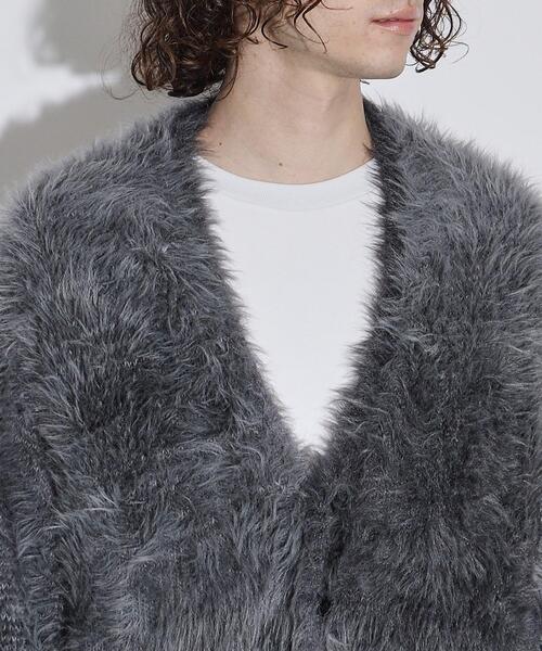 tk. TAKEO KIKUCHI グレー ロングカーディガン　 ファー tk.TAKEO KIKUCHI（ティーケータケオキクチ）の「◇グラデファー調