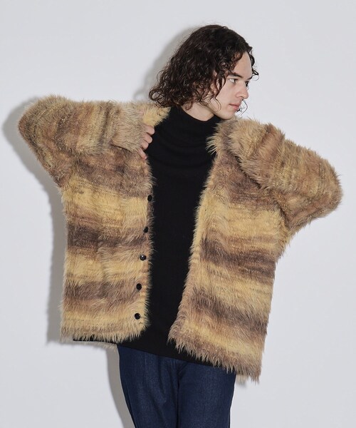 tk.TAKEO KIKUCHI（ティーケータケオキクチ）の「◆グラデファー調カーディガン（カーディガン/ボレロ・メンズ・グレー系4/イエロー系9・02/03）」の9枚目の写真