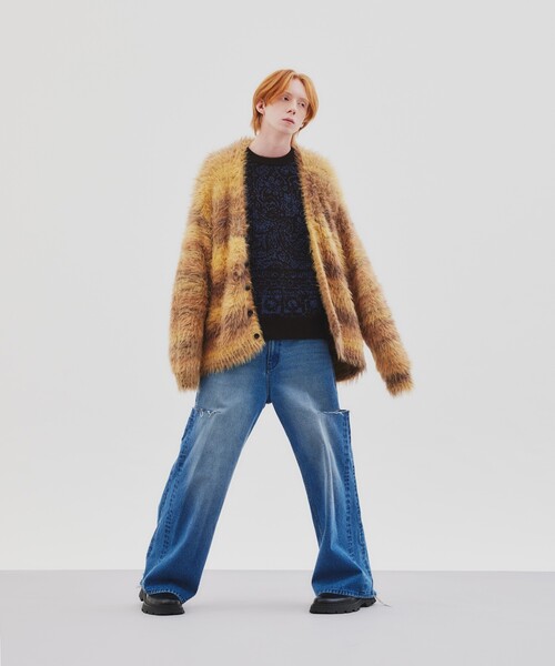 tk.TAKEO KIKUCHI（ティーケータケオキクチ）の「◆グラデファー調カーディガン（カーディガン/ボレロ・メンズ・グレー系4/イエロー系9・02/03）」の18枚目の写真