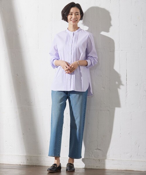 J.PRESS（ジェイプレス）の「【洗える】BEZ VEGA ストライプ ピンタック ブラウス（シャツ/ブラウス・レディース・ふじ色系1/スカイブルー系1/ホワイト系1・11/9）」の14枚目の写真