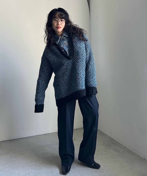 Ameri（アメリ）の「MIX FEATHER SKIPPER KNIT TOP（ニット
