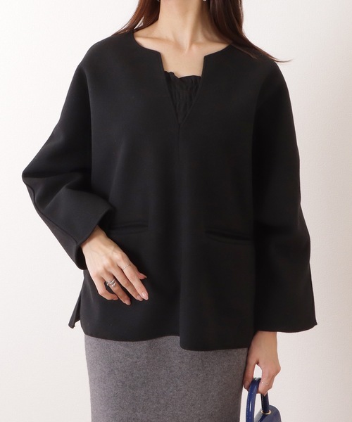 Lace Ladies(レースレディース)の「ウールライク キーネック 長袖 ビッグ プルオーバー(ニット/セーター・レディース・グレイッシュベージュ/ブラック/グレー・FREE)」の4枚目の写真