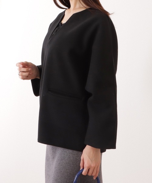Lace Ladies(レースレディース)の「ウールライク キーネック 長袖 ビッグ プルオーバー(ニット/セーター・レディース・グレイッシュベージュ/ブラック/グレー・FREE)」の8枚目の写真