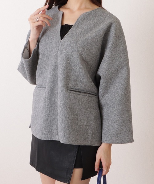 Lace Ladies(レースレディース)の「ウールライク キーネック 長袖 ビッグ プルオーバー(ニット/セーター・レディース・グレイッシュベージュ/ブラック/グレー・FREE)」の9枚目の写真