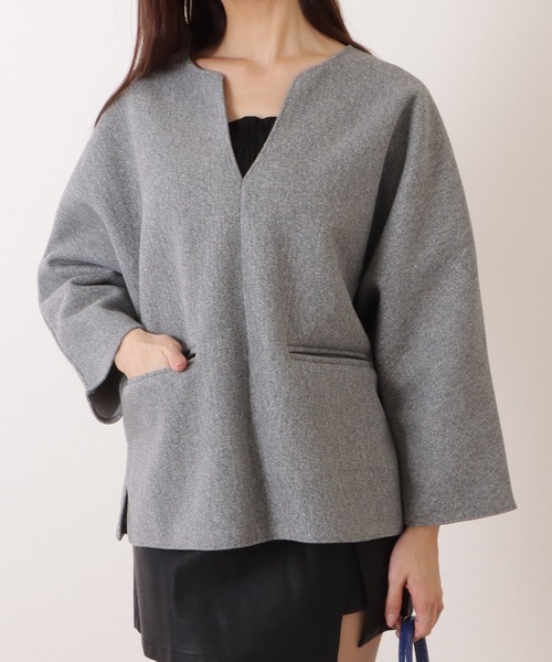 Lace Ladies(レースレディース)の「ウールライク キーネック 長袖 ビッグ プルオーバー(ニット/セーター・レディース・グレイッシュベージュ/ブラック/グレー・FREE)」の11枚目の写真