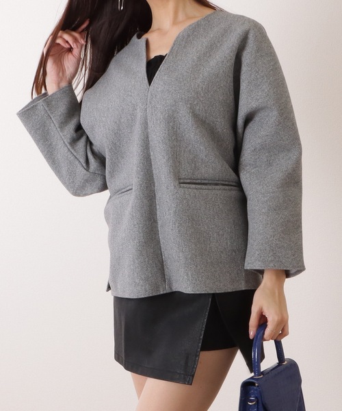Lace Ladies(レースレディース)の「ウールライク キーネック 長袖 ビッグ プルオーバー(ニット/セーター・レディース・グレイッシュベージュ/ブラック/グレー・FREE)」の12枚目の写真