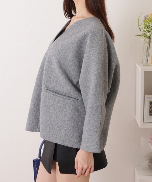 Lace Ladies(レースレディース)の「ウールライク キーネック 長袖 ビッグ プルオーバー(ニット/セーター・レディース・グレイッシュベージュ/ブラック/グレー・FREE)」の14枚目の写真