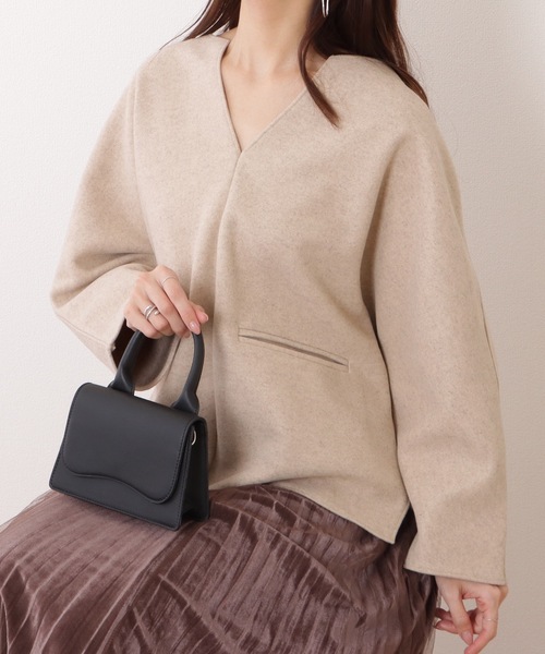 Lace Ladies(レースレディース)の「ウールライク キーネック 長袖 ビッグ プルオーバー(ニット/セーター・レディース・グレイッシュベージュ/ブラック/グレー・FREE)」の18枚目の写真