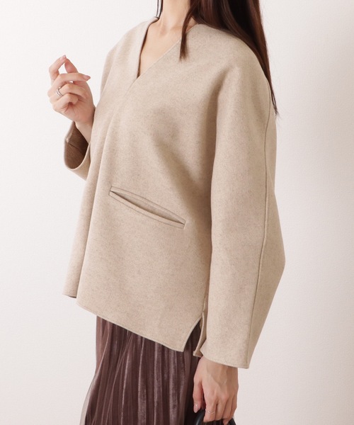 Lace Ladies(レースレディース)の「ウールライク キーネック 長袖 ビッグ プルオーバー(ニット/セーター・レディース・グレイッシュベージュ/ブラック/グレー・FREE)」の20枚目の写真