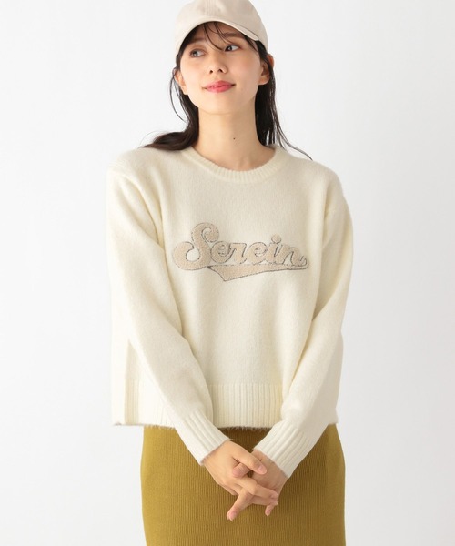 GLOBAL WORK(グローバルワーク)の「ロゴショートニットプルオーバー/991778(ニット/セーター・レディース・アイボリー/ネイビー/グレー・FREE)」の1枚目の写真