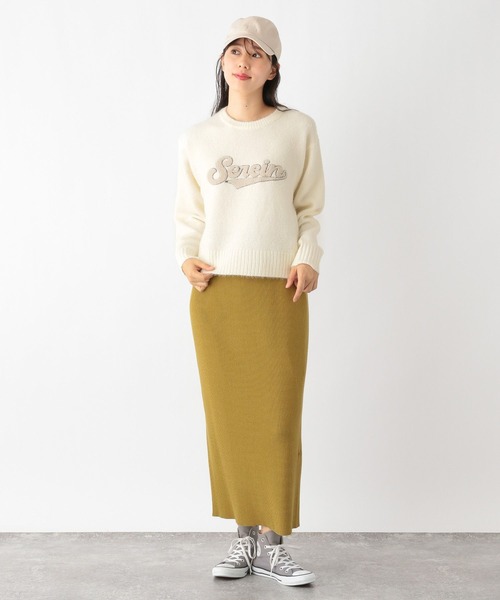 GLOBAL WORK(グローバルワーク)の「ロゴショートニットプルオーバー/991778(ニット/セーター・レディース・アイボリー/ネイビー/グレー・FREE)」の8枚目の写真