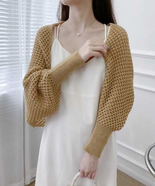Miniministore（ミニミニストア）の「ニットカーディガン レディース ショール（カーディガン/ボレロ・レディース・ベージュ/ネイビー/ピンク/ブラック/ワインレッド/オフホワイト/ダークグレー/イエロー/ライトブラウン・フリー）」の4枚目の写真