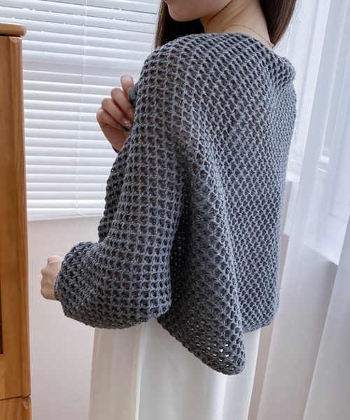 Miniministore（ミニミニストア）の「ニットカーディガン レディース ショール（カーディガン/ボレロ・レディース・ベージュ/ネイビー/ピンク/ブラック/ワインレッド/オフホワイト/ダークグレー/イエロー/ライトブラウン・フリー）」の3枚目の写真