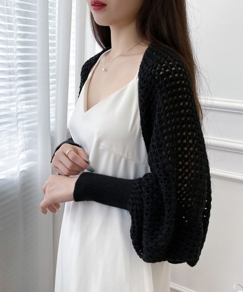 Miniministore（ミニミニストア）の「ニットカーディガン レディース ショール（カーディガン/ボレロ・レディース・ベージュ/ネイビー/ピンク/ブラック/ワインレッド/オフホワイト/ダークグレー/イエロー/ライトブラウン・フリー）」の10枚目の写真