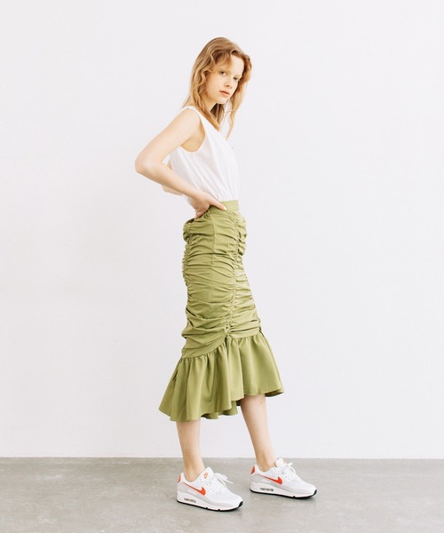 WCJ（ダブルシージェイ）の「ドローストリングスカート（スカート・レディース・ピンク/オレンジ/レッド/ライトブルー/アイボリー/イエロー/グリーン系その他/ブラウン・FREE）」の3枚目の写真