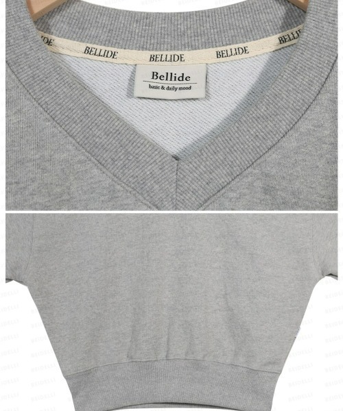 BEIDELLI（ベイデリー）の「[BELLIDE MADE] パステルVネッククロップドスウェット（スウェット・レディース・ネイビー/ピンク/グレー/オートミール/イエロー・FREE）」の10枚目の写真