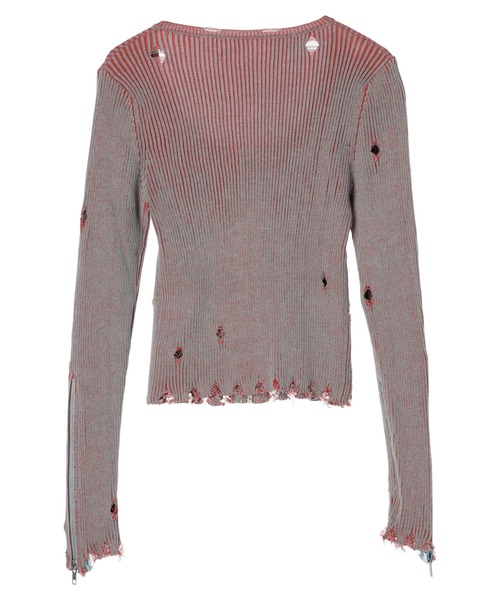 DURAS(デュラス)の「Damage design knit(ニット/セーター・レディース・カーキ/マルチ/レッド・FREE)」の17枚目の写真