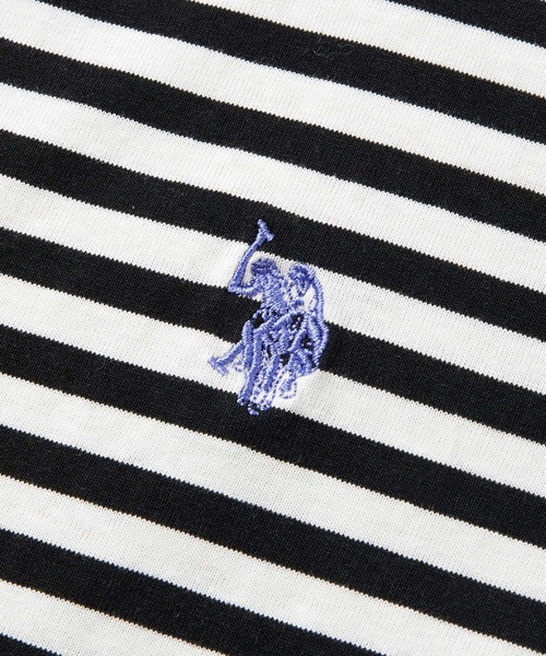 U.S. POLO ASSN.(ユーエスポロアッスン)の「GeeRA別注【U.S. POLO ASSN.】秋冬コーデに使える!華奢見えスクエアネックボーダーロングスリーブカットソー(Tシャツ/カットソー・レディース・ブラック/グレー系その他・LARGE/MEDIUM)」の11枚目の写真