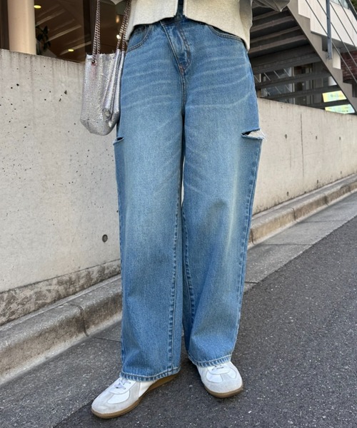 CIAOPANIC TYPY（チャオパニックティピー）の「【KASEY】vintagedenimサイドカットアウトウエストデザイン（デニムパンツ・レディース・ブルー・SMALL/MEDIUM/LARGE/X-SMALL）」の2枚目の写真