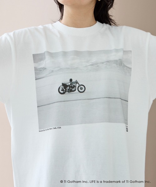 LIFE(ライフ)の「LIFE/bike/バイクフォトプリントTシャツ(Tシャツ/カットソー・レディース・ホワイト・M/L/XL)」の12枚目の写真