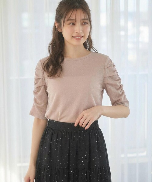 Feroux(フェルゥ)の「【洗える】パワショル トップス(Tシャツ/カットソー・レディース・ホワイト系/ベージュ系/ライトグレー系・F)」の3枚目の写真