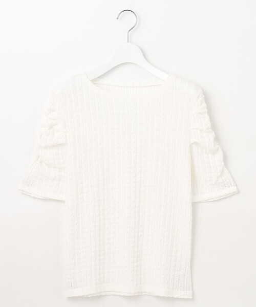 Feroux(フェルゥ)の「【洗える】パワショル トップス(Tシャツ/カットソー・レディース・ホワイト系/ベージュ系/ライトグレー系・F)」の4枚目の写真