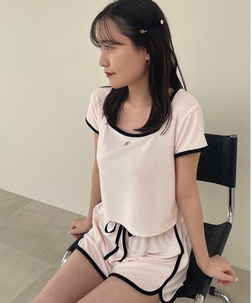 SNIDEL HOME（スナイデルホーム）の「【Sorbet Light】パイルセットアップ（ルームウェア/パジャマ・レディース・サックスブルー/アイボリー/ピンク/ブラック/ライトブルー・FREE）」の14枚目の写真