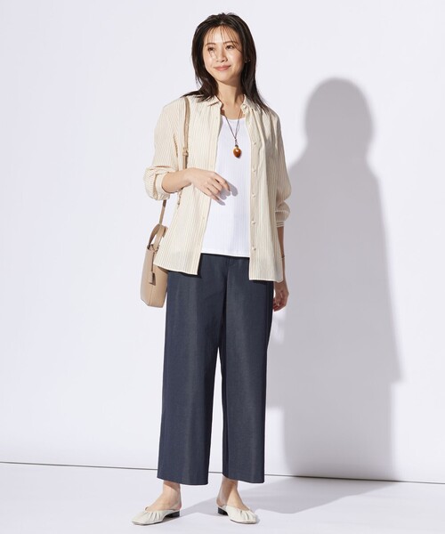 J.PRESS(ジェイプレス)の「ワイドリブジャージー ノースリーブ カットソー(タンクトップ・レディース・ブラウン系/ホワイト系/ライトグレー系・MEDIUM/LARGE)」の10枚目の写真