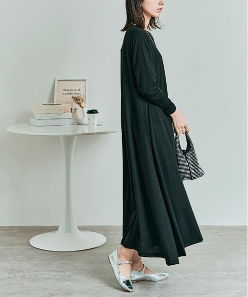 kirakiraShop（キラキラショップ）の「シルフィット フレア ワンピース（ワンピース・レディース・ブルー系/チャコール/ライトグレー/モカ/ブラック・M/L）」の15枚目の写真