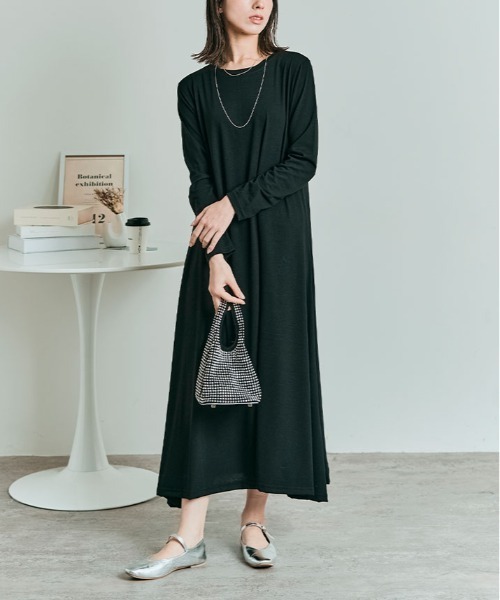 kirakiraShop（キラキラショップ）の「シルフィット フレア ワンピース（ワンピース・レディース・ブルー系/チャコール/ライトグレー/モカ/ブラック・M/L）」の16枚目の写真