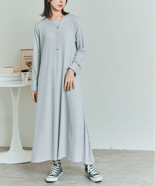 kirakiraShop（キラキラショップ）の「シルフィット フレア ワンピース（ワンピース・レディース・ブルー系/チャコール/ライトグレー/モカ/ブラック・M/L）」の11枚目の写真