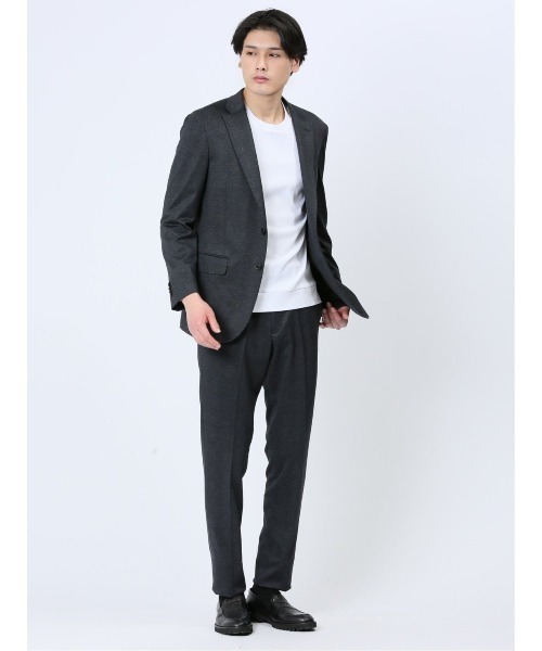 m.f.editorial（エムエフエディトリアル）の「m.f.エディトリアル メンズ プリントポンチジャージ ノータックビジネスパンツ 紺(セットアップ可能)（スーツパンツ・メンズ・ネイビー・MEDIUM/LARGE）」の4枚目の写真