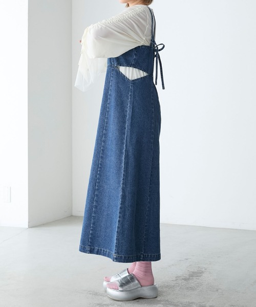 デッドストック 級✨KTZ デニムワンピース S ココントーザイ ベルテッド forksy.】デニムウエストサイドカットキャミワンピース forksy