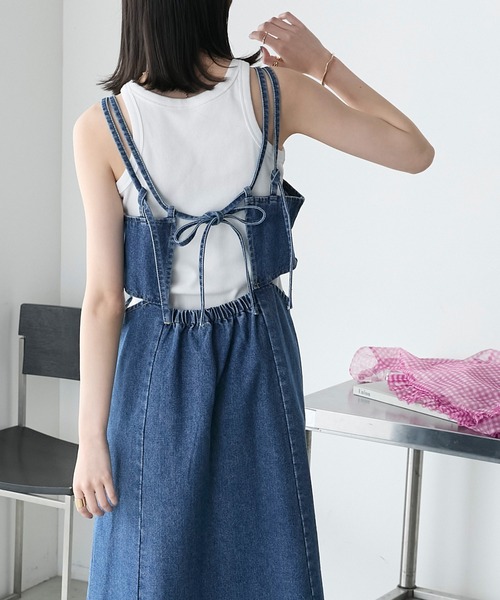 美品✨FOXEY フォクシー デニムワンピース ジャンパースカート フレア 38 美品✨FOXEY フォクシー デニムワンピース ジャンパースカート フレア 38