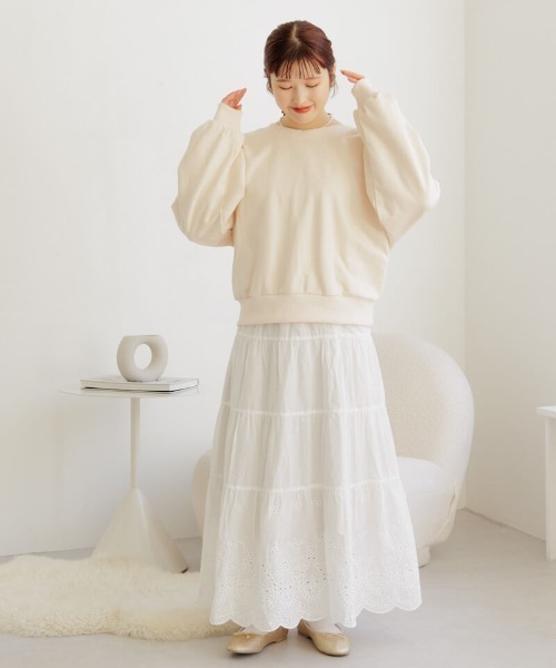 flower(フラワー)の「ティアードレーススカート(スカート・レディース・ホワイト・FREE)」の6枚目の写真