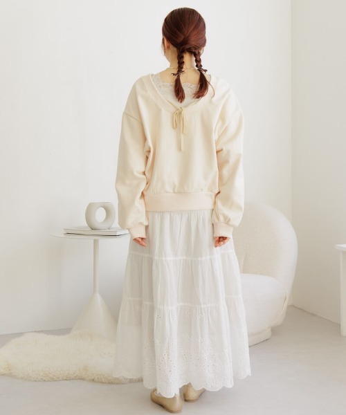 flower(フラワー)の「ティアードレーススカート(スカート・レディース・ホワイト・FREE)」の8枚目の写真