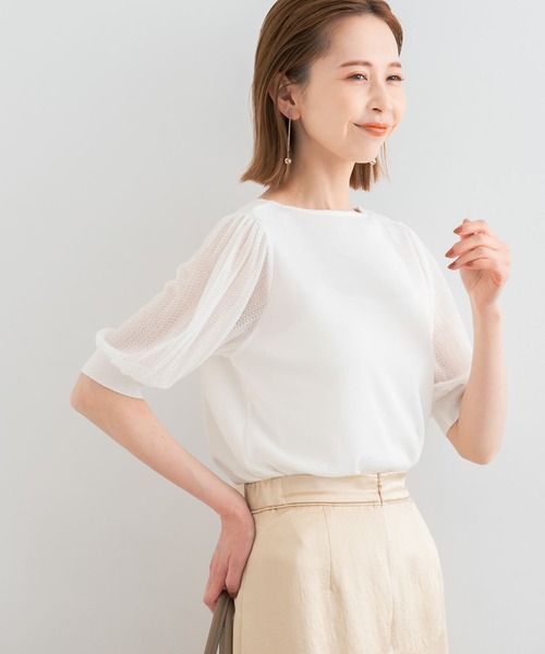 URBAN RESEARCH ROSSO WOMEN（アーバンリサーチ　ロッソ）の「ドッキングシアープリーツスリーブプルオーバー（ニット/セーター・レディース・グリーン系その他/ライトベージュ/ブラック/オフホワイト・FREE）」の7枚目の写真