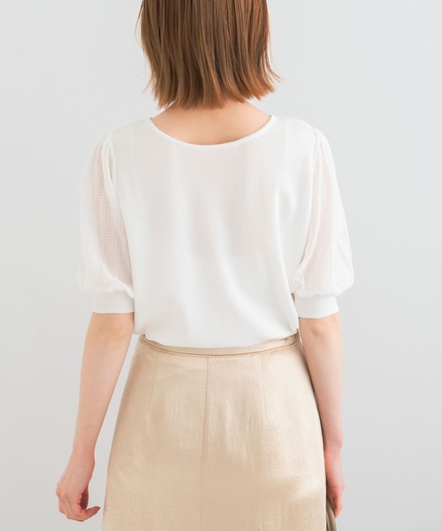 URBAN RESEARCH ROSSO WOMEN（アーバンリサーチ　ロッソ）の「ドッキングシアープリーツスリーブプルオーバー（ニット/セーター・レディース・グリーン系その他/ライトベージュ/ブラック/オフホワイト・FREE）」の8枚目の写真