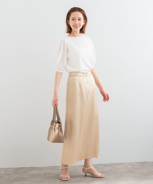 URBAN RESEARCH ROSSO WOMEN（アーバンリサーチ　ロッソ）の「ドッキングシアープリーツスリーブプルオーバー（ニット/セーター・レディース・グリーン系その他/ライトベージュ/ブラック/オフホワイト・FREE）」の9枚目の写真