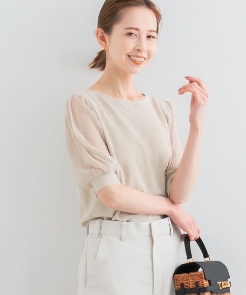 URBAN RESEARCH ROSSO WOMEN（アーバンリサーチ　ロッソ）の「ドッキングシアープリーツスリーブプルオーバー（ニット/セーター・レディース・グリーン系その他/ライトベージュ/ブラック/オフホワイト・FREE）」の16枚目の写真