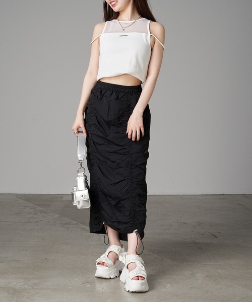 RAY CASSIN(レイカズン)の「ドロストナローロングスカート(スカート・レディース・ホワイト/ブラック/グレー・FREE)」の8枚目の写真