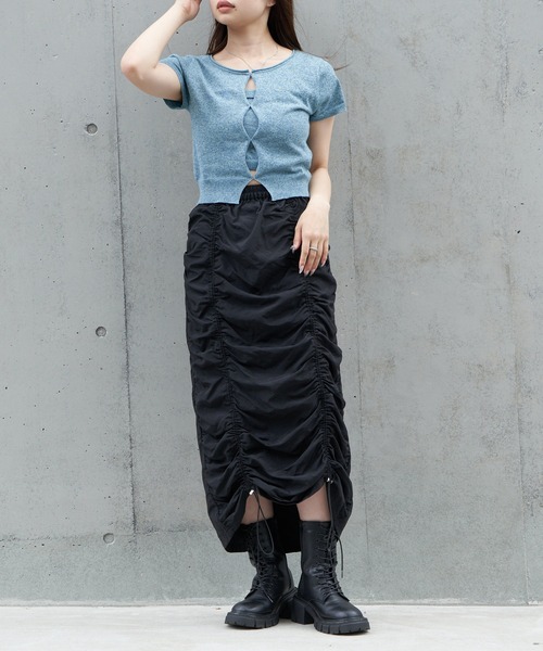 RAY CASSIN(レイカズン)の「ドロストナローロングスカート(スカート・レディース・ホワイト/ブラック/グレー・FREE)」の10枚目の写真